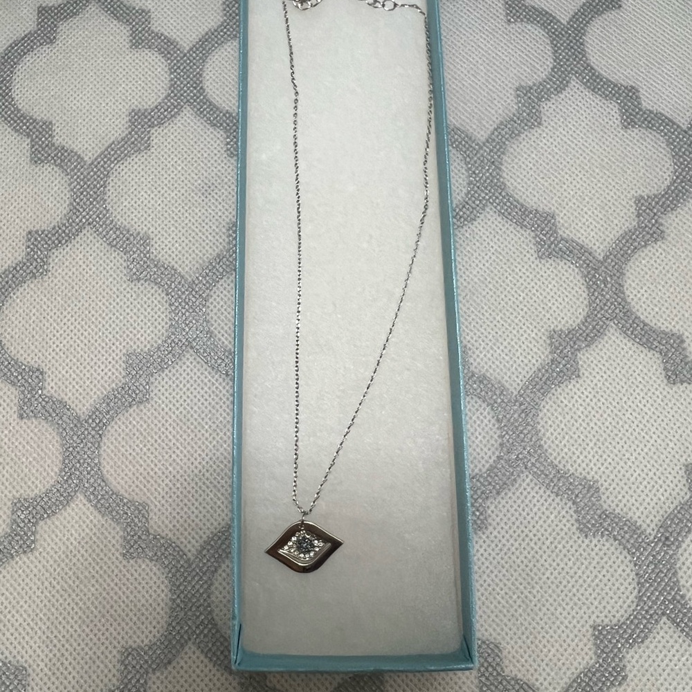 Touchstone Crystal Silver Geometric Pendant Necklace